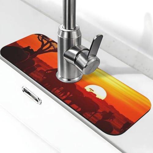Afrikanische Tier-Sonnenuntergang-Wasserhahnmatte für Küchenspüle – 2025 Premium-Upgrade: Super saugfähiger Kieselgur, schnell trocknender Wasserhahn-Saugnapf, waschbar, Küchenspüle, Spritzschutz, 14 Afrikanische Tier-Sonnenuntergang-Wasserhahnmatte für Küchenspüle – 2025 Premium-Upgrade: Super saugfähiger Kieselgur, schnell trocknender Wasserhahn-Saugnapf, waschbar, Küchenspüle, Spritzschutz, 14 von FHEDVBN