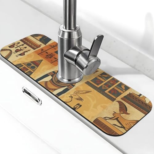 Antike Ägypten Tribe Serie Wasserhahnmatte für Küchenspüle – 2025 Premium-Upgrade: Super saugfähiger Kieselgur, schnell trocknender Wasserhahn-Saugnapf, waschbar, Küchenspüle, Spritzschutz, 14 x 38 cm Antike Ägypten Tribe Serie Wasserhahnmatte für Küchenspüle – 2025 Premium-Upgrade: Super saugfähiger Kieselgur, schnell trocknender Wasserhahn-Saugnapf, waschbar, Küchenspüle, Spritzschutz, 14 x 38 cm von FHEDVBN