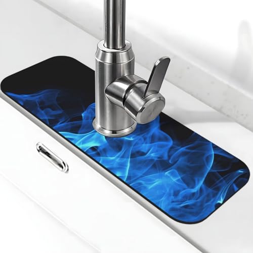 Blaue Flamme Wasserhahnmatte für Küchenspüle – 2025 Premium-Upgrade: Super saugfähiger Kieselgur-Schnelltrocknender Wasserhahn-Saugnapf, waschbar, Küchenspüle, Spritzschutz, 14 x 38 cm Blaue Flamme Wasserhahnmatte für Küchenspüle – 2025 Premium-Upgrade: Super saugfähiger Kieselgur-Schnelltrocknender Wasserhahn-Saugnapf, waschbar, Küchenspüle, Spritzschutz, 14 x 38 cm von FHEDVBN
