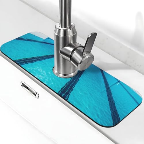 Blaue Schwimmbad-Wasserhahnmatte für Küchenspüle – 2025 Premium-Upgrade: Super saugfähiger Kieselgur-Schnelltrocknender Wasserhahn-Saugnapf, waschbar, Küchenspüle, Spritzschutz, 14 x 38 cm Blaue Schwimmbad-Wasserhahnmatte für Küchenspüle – 2025 Premium-Upgrade: Super saugfähiger Kieselgur-Schnelltrocknender Wasserhahn-Saugnapf, waschbar, Küchenspüle, Spritzschutz, 14 x 38 cm von FHEDVBN