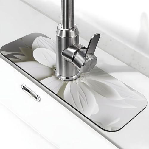 Blumen-Wasserhahn-Matte für Küchenspüle – 2025 Premium-Upgrade: Super saugfähiger Kieselgur-Schnelltrocknender Wasserhahn-Saugnapf, waschbar, Küchenspüle, Spritzschutz, 14 x 38 cm Blumen-Wasserhahn-Matte für Küchenspüle – 2025 Premium-Upgrade: Super saugfähiger Kieselgur-Schnelltrocknender Wasserhahn-Saugnapf, waschbar, Küchenspüle, Spritzschutz, 14 x 38 cm von FHEDVBN