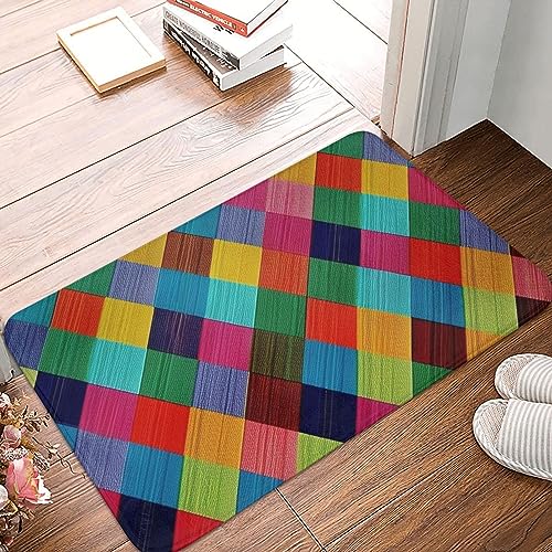 Bunte karierte Fußmatte für drinnen und draußen, rutschfeste Eingangsmatte, saugfähige Schmutzfangmatten, strapazierfähig, waschbar, Flanell-Badematte, kleiner Teppich, 40,6 x 61 cm von FHEDVBN