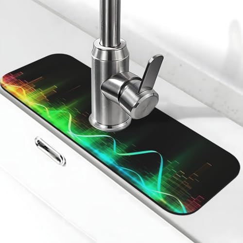Coole Musik-Schallwellen-Wasserhahnmatte für Küchenspüle – 2025 Premium-Upgrade: Super saugfähiger Kieselgur, schnell trocknender Wasserhahn-Saugnapf, waschbar, Küchenspüle, Spritzschutz, 14 x 38 cm Coole Musik-Schallwellen-Wasserhahnmatte für Küchenspüle – 2025 Premium-Upgrade: Super saugfähiger Kieselgur, schnell trocknender Wasserhahn-Saugnapf, waschbar, Küchenspüle, Spritzschutz, 14 x 38 cm von FHEDVBN