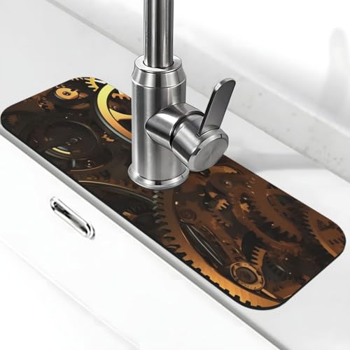 Coole Steampunk-Wasserhahnmatte für Küchenspüle – 2025 Premium-Upgrade: Super saugfähiger Kieselgur, schnell trocknender Wasserhahn-Saugnapf, waschbar, Küchenspüle, Spritzschutz, 14 x 38 cm Coole Steampunk-Wasserhahnmatte für Küchenspüle – 2025 Premium-Upgrade: Super saugfähiger Kieselgur, schnell trocknender Wasserhahn-Saugnapf, waschbar, Küchenspüle, Spritzschutz, 14 x 38 cm von FHEDVBN