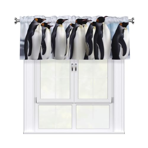 FHEDVBN Antarktis Pinguin-Vorhang, Volant für Fenster, Stangentaschen, Fensterbehandlungen, 1 Panel, Verdunkelungsvorhänge, kurze Vorhänge für Küche, Badezimmer, Schlafzimmer, Heimdekoration, 137 x 45 von FHEDVBN