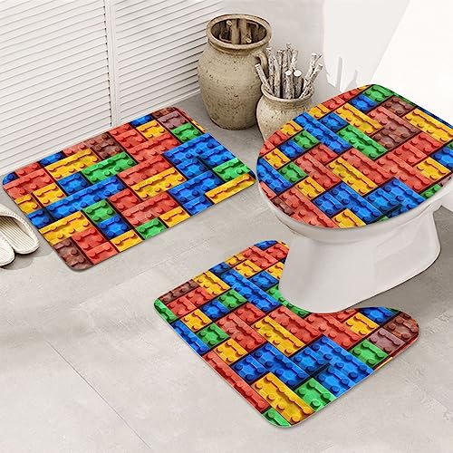 FHEDVBN Badezimmerteppich-Set, bunt, 3-teilig, super weich, saugfähig, mit U-förmiger Kontur, WC-Vorleger und WC-Deckelbezug, Mikrofaser-Flanell-Badteppich, rutschfeste Bodenmatten FHEDVBN Badezimmerteppich-Set, bunt, 3-teilig, super weich, saugfähig, mit U-förmiger Kontur, WC-Vorleger und WC-Deckelbezug, Mikrofaser-Flanell-Badteppich, rutschfeste Bodenmatten von FHEDVBN