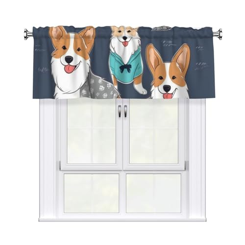 FHEDVBN Corgi Hundevorhang für Fenster, Stangentasche, Vorhang, Fensterbehandlungen, 1 Panel, Verdunkelungsvorhänge, kurze Vorhänge für Küche, Badezimmer, Schlafzimmer, Heimdekoration, 137 x 45 cm FHEDVBN Corgi Hundevorhang für Fenster, Stangentasche, Vorhang, Fensterbehandlungen, 1 Panel, Verdunkelungsvorhänge, kurze Vorhänge für Küche, Badezimmer, Schlafzimmer, Heimdekoration, 137 x 45 cm von FHEDVBN