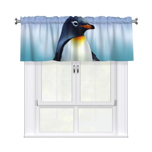 FHEDVBN Niedlicher Pinguin-Vorhang, Volant für Fenster, Stangentasche, Vorhang, Fensterbehandlungen, 1 Panel, Verdunkelung, kurze Vorhänge für Küche, Badezimmer, Schlafzimmer, Heimdekoration, 137 x 45 von FHEDVBN