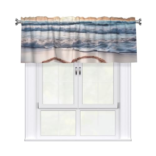 FHEDVBN Romantischer Strandvorhang in Herzform, Volant für Fenster, Stangentasche, Vorhang, Fensterbehandlungen, 1 Panel, Verdunkelung, kurze Vorhänge für Küche, Badezimmer, Schlafzimmer FHEDVBN Romantischer Strandvorhang in Herzform, Volant für Fenster, Stangentasche, Vorhang, Fensterbehandlungen, 1 Panel, Verdunkelung, kurze Vorhänge für Küche, Badezimmer, Schlafzimmer von FHEDVBN