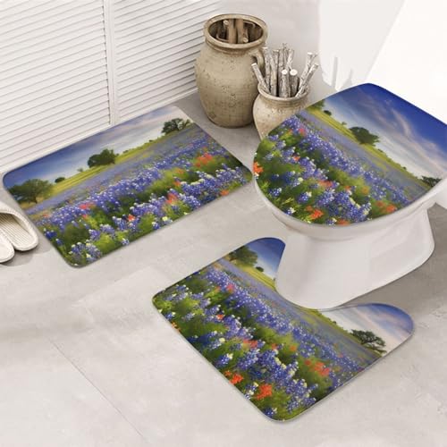 FHEDVBN Texas Bluebonnets Badezimmerteppich-Set, 3-teilig, superweich, saugfähig, Badematte mit U-förmiger Kontur, WC-Vorleger und WC-Deckelbezug, Mikrofaser-Flanell-Badteppich, rutschfeste FHEDVBN Texas Bluebonnets Badezimmerteppich-Set, 3-teilig, superweich, saugfähig, Badematte mit U-förmiger Kontur, WC-Vorleger und WC-Deckelbezug, Mikrofaser-Flanell-Badteppich, rutschfeste von FHEDVBN