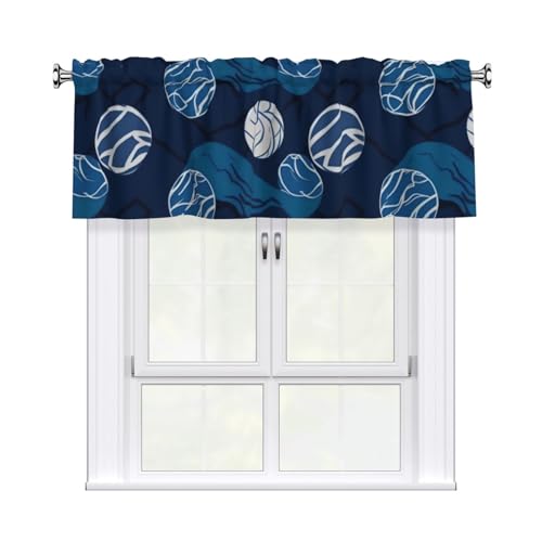 FHEDVBN Volleyball-Vorhang, Volant für Fenster, Stangentasche, Volant, Fensterbehandlungen, 1 Panel, Verdunkelung, kurze Vorhänge für Küche, Badezimmer, Schlafzimmer, Heimdekoration, 137 x 45 cm, Blau FHEDVBN Volleyball-Vorhang, Volant für Fenster, Stangentasche, Volant, Fensterbehandlungen, 1 Panel, Verdunkelung, kurze Vorhänge für Küche, Badezimmer, Schlafzimmer, Heimdekoration, 137 x 45 cm, Blau von FHEDVBN