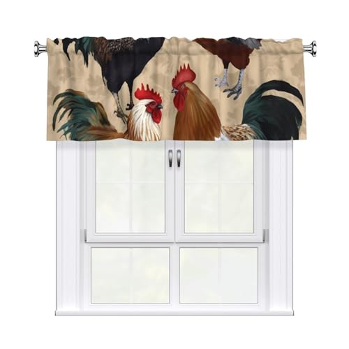 FHEDVBN Vorhang mit Hahn- und Huhn-Druck, für Fenster, Stangentasche, Vorhänge, Fensterbehandlungen, 1 Panel, Verdunkelung, kurze Vorhänge für Küche, Badezimmer, Schlafzimmer, Heimdekoration, 137 x 45 FHEDVBN Vorhang mit Hahn- und Huhn-Druck, für Fenster, Stangentasche, Vorhänge, Fensterbehandlungen, 1 Panel, Verdunkelung, kurze Vorhänge für Küche, Badezimmer, Schlafzimmer, Heimdekoration, 137 x 45 von FHEDVBN