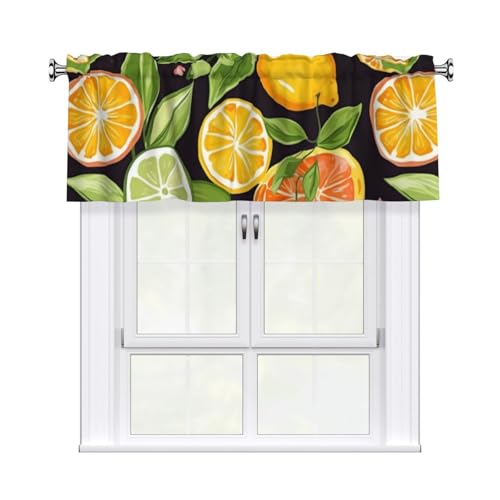 FHEDVBN Vorhang mit Zitrusfrüchtenmuster, Volant für Fenster, Stangentaschen, Fensterbehandlungen, 1 Panel, Verdunkelungsvorhänge, kurze Vorhänge für Küche, Badezimmer, Schlafzimmer, Heimdekoration FHEDVBN Vorhang mit Zitrusfrüchtenmuster, Volant für Fenster, Stangentaschen, Fensterbehandlungen, 1 Panel, Verdunkelungsvorhänge, kurze Vorhänge für Küche, Badezimmer, Schlafzimmer, Heimdekoration von FHEDVBN