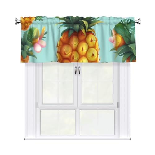 FHEDVBN Vorhang mit tropischen Ananas-Motiv, für Fenster, Stangentasche, Vorhang, Fensterbehandlungen, 1 Panel, Verdunkelungsvorhänge, kurze Vorhänge für Küche, Badezimmer, Schlafzimmer FHEDVBN Vorhang mit tropischen Ananas-Motiv, für Fenster, Stangentasche, Vorhang, Fensterbehandlungen, 1 Panel, Verdunkelungsvorhänge, kurze Vorhänge für Küche, Badezimmer, Schlafzimmer von FHEDVBN