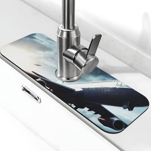Flugzeug-Wasserhahn-Matte für Küchenspüle – 2025 Premium-Upgrade: Super saugfähiger Kieselgur-Schnelltrocknender Wasserhahn-Saugnapf, waschbar, Küchenspüle, Spritzschutz, 14 x 38 cm Flugzeug-Wasserhahn-Matte für Küchenspüle – 2025 Premium-Upgrade: Super saugfähiger Kieselgur-Schnelltrocknender Wasserhahn-Saugnapf, waschbar, Küchenspüle, Spritzschutz, 14 x 38 cm von FHEDVBN
