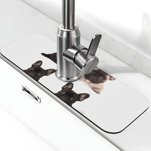 Französische Bulldogge Wasserhahnmatte für Küchenspüle – 2025 Premium-Upgrade: Super saugfähiger Kieselgur, schnell trocknender Wasserhahn-Saugnapf, waschbar, Küchenspüle, Spritzschutz, 14 x 38 cm Französische Bulldogge Wasserhahnmatte für Küchenspüle – 2025 Premium-Upgrade: Super saugfähiger Kieselgur, schnell trocknender Wasserhahn-Saugnapf, waschbar, Küchenspüle, Spritzschutz, 14 x 38 cm von FHEDVBN