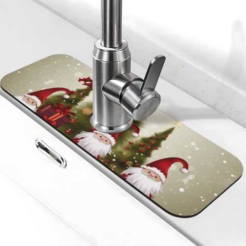 Frohe Weihnachten Wasserhahnmatte für Küchenspüle – 2025 Premium-Upgrade: Super saugfähiger Kieselgur-Schnelltrocknender Wasserhahn-Saugnapf, waschbar, Küchenspüle, Spritzschutz, 14 x 38 cm Frohe Weihnachten Wasserhahnmatte für Küchenspüle – 2025 Premium-Upgrade: Super saugfähiger Kieselgur-Schnelltrocknender Wasserhahn-Saugnapf, waschbar, Küchenspüle, Spritzschutz, 14 x 38 cm von FHEDVBN