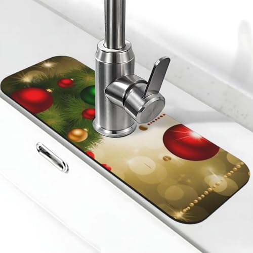 Frohe Weihnachten Wasserhahnmatte für Küchenspüle – 2025 Premium-Upgrade: Super saugfähiger Kieselgur-Schnelltrocknender Wasserhahn-Saugnapf, waschbar, Küchenspüle, Spritzschutz, 14 x 38 cm Frohe Weihnachten Wasserhahnmatte für Küchenspüle – 2025 Premium-Upgrade: Super saugfähiger Kieselgur-Schnelltrocknender Wasserhahn-Saugnapf, waschbar, Küchenspüle, Spritzschutz, 14 x 38 cm von FHEDVBN