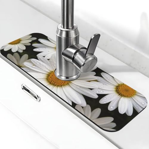 Gänseblümchen-Wasserhahnmatte für Küchenspüle – 2025 Premium-Upgrade: Super saugfähiger Kieselgur, schnell trocknender Wasserhahn-Saugnapf, waschbar, Küchenspüle, Spritzschutz, 14 x 38 cm Gänseblümchen-Wasserhahnmatte für Küchenspüle – 2025 Premium-Upgrade: Super saugfähiger Kieselgur, schnell trocknender Wasserhahn-Saugnapf, waschbar, Küchenspüle, Spritzschutz, 14 x 38 cm von FHEDVBN