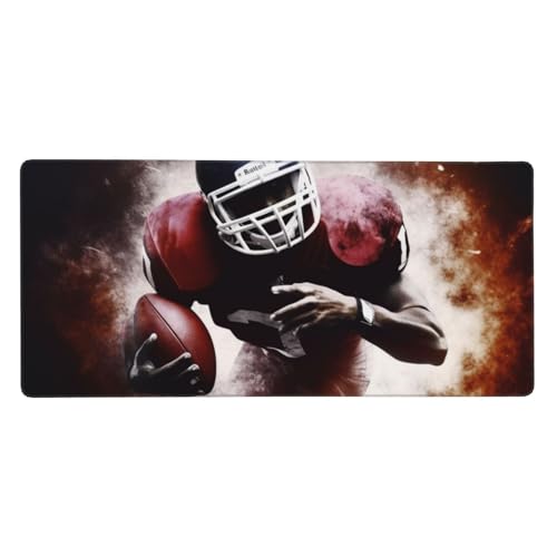 Großes Gaming-Mauspad, 90 x 40 cm, American Football-Schreibtischunterlage XXL, genähter Rand, rutschfestes Mauspad, erweiterte Tastatur, wasserdicht, Computer-Mauspad für Arbeit, Büro, Zuhause von FHEDVBN