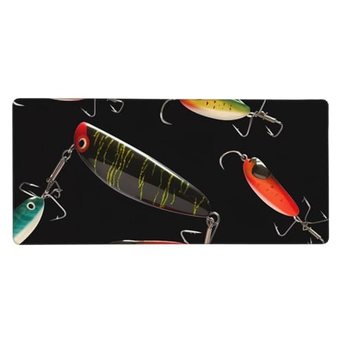 Großes Gaming-Mauspad, 90 x 40 cm, Angelköder, Schreibtischunterlage XXL, genähter Rand, rutschfestes Mauspad, erweiterte Tastatur, wasserdicht, Computer-Mauspad für Arbeit, Büro, Zuhause Großes Gaming-Mauspad, 90 x 40 cm, Angelköder, Schreibtischunterlage XXL, genähter Rand, rutschfestes Mauspad, erweiterte Tastatur, wasserdicht, Computer-Mauspad für Arbeit, Büro, Zuhause von FHEDVBN