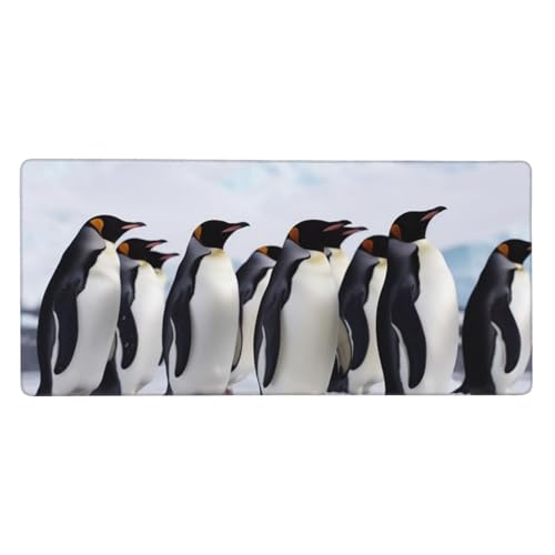 Großes Gaming-Mauspad, 90 x 40 cm, Antarktispinguine, Schreibtischunterlage XXL, genähter Rand, rutschfestes Mauspad, erweiterte Tastatur, wasserdicht, Computer-Mauspad für Arbeit, Büro, Zuhause von FHEDVBN