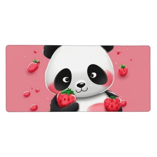 Großes Gaming-Mauspad, 90 x 40 cm, Cartoon-Erdbeer-Panda, Schreibtischunterlage XXL, genähter Rand, rutschfestes Mauspad, erweiterte Tastatur, wasserdicht, Computer-Mauspad für Arbeit, Büro, Zuhause Großes Gaming-Mauspad, 90 x 40 cm, Cartoon-Erdbeer-Panda, Schreibtischunterlage XXL, genähter Rand, rutschfestes Mauspad, erweiterte Tastatur, wasserdicht, Computer-Mauspad für Arbeit, Büro, Zuhause von FHEDVBN