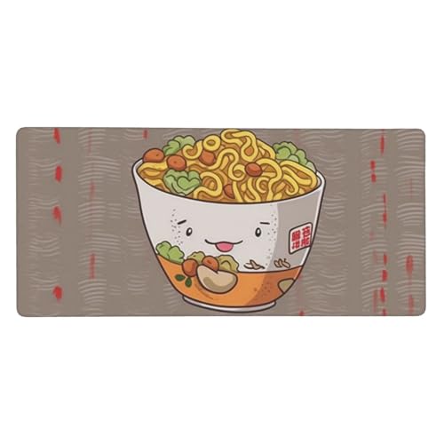 Großes Gaming-Mauspad, 90 x 40 cm, Eierbecher, Nudeln, Ramen, Schreibtischunterlage, XXL, genähter Rand, rutschfestes Mauspad, erweiterte Tastatur, wasserdicht, Computer-Mauspad für Arbeit, Büro von FHEDVBN