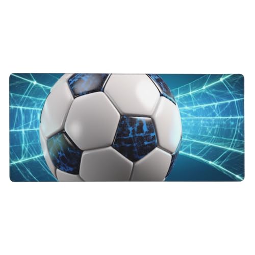 Großes Gaming-Mauspad, 90 x 40 cm, Fußball, Sportball, Schreibtischunterlage XXL, genähter Rand, rutschfest, erweitertes Tastatur-Pad, wasserdicht, Computer-Mauspad für Arbeit, Büro, Zuhause von FHEDVBN