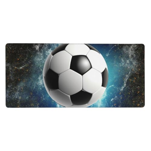 Großes Gaming-Mauspad, 90 x 40 cm, Fußball-Sport-Schreibtischunterlage, XXL, genähter Rand, rutschfestes Mauspad, erweiterte Tastatur, wasserdicht, Computer-Mauspad für Arbeit, Büro, Zuhause von FHEDVBN