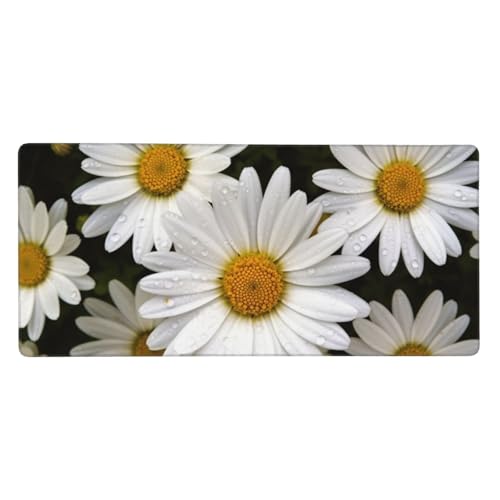 Großes Gaming-Mauspad, 90 x 40 cm, Gänseblümchen-Schreibtischunterlage XXL, genähter Rand, rutschfestes Mauspad, erweiterte Tastatur, wasserdicht, Computer-Mauspad für Arbeit, Büro, Zuhause von FHEDVBN