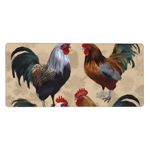 Großes Gaming-Mauspad, 90 x 40 cm, Hahn- und Huhn-Druck, Schreibtischunterlage XXL, genähter Rand, rutschfestes Mauspad, erweiterte Tastatur, wasserdicht, Computer-Mauspad für Arbeit, Büro, Zuhause Großes Gaming-Mauspad, 90 x 40 cm, Hahn- und Huhn-Druck, Schreibtischunterlage XXL, genähter Rand, rutschfestes Mauspad, erweiterte Tastatur, wasserdicht, Computer-Mauspad für Arbeit, Büro, Zuhause von FHEDVBN