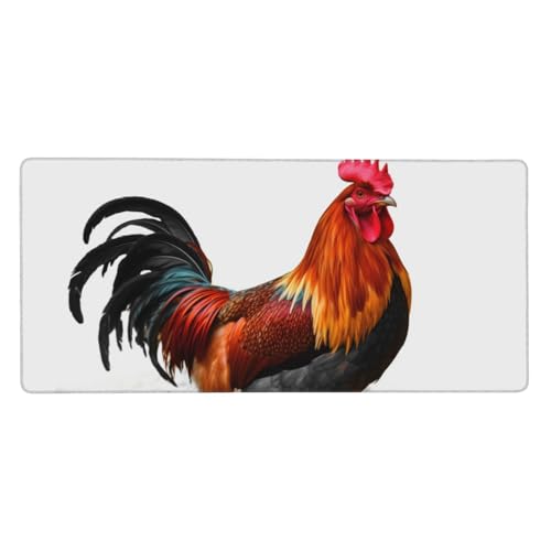 Großes Gaming-Mauspad, 90 x 40 cm, Huhn, Hahn, Schreibtischunterlage XXL, genähter Rand, rutschfestes Mauspad, erweiterte Tastatur, wasserdicht, Computer-Mauspad für Arbeit, Büro, Zuhause Großes Gaming-Mauspad, 90 x 40 cm, Huhn, Hahn, Schreibtischunterlage XXL, genähter Rand, rutschfestes Mauspad, erweiterte Tastatur, wasserdicht, Computer-Mauspad für Arbeit, Büro, Zuhause von FHEDVBN
