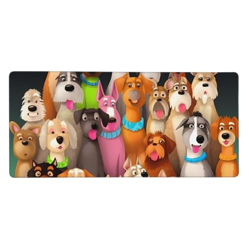 Großes Gaming-Mauspad, 90 x 40 cm, Hunde-Schreibtischunterlage XXL, genähter Rand, rutschfestes Mauspad, erweiterte Tastatur, wasserdicht, Computer-Mauspad für Arbeit, Büro, Zuhause von FHEDVBN