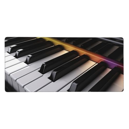 Großes Gaming-Mauspad, 90 x 40 cm, Klaviertasten-Schreibtischunterlage XXL, genähter Rand, rutschfestes Mauspad, erweiterte Tastatur, wasserdicht, Computer-Mauspad für Arbeit, Büro, Zuhause von FHEDVBN