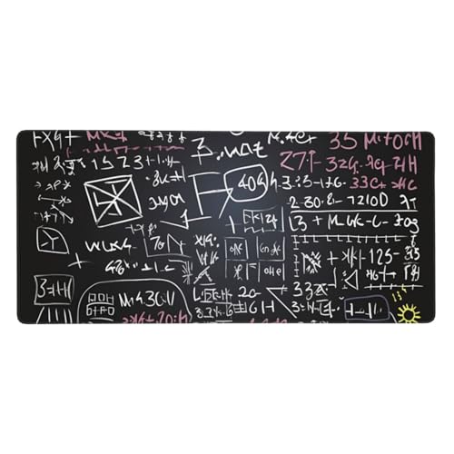 Großes Gaming-Mauspad, 90 x 40 cm, Mathematikhintergrund, Schreibtischunterlage XXL, genähter Rand, rutschfestes Mauspad, erweiterte Tastatur, wasserdicht, Computer-Mauspad für Arbeit, Büro, Zuhause von FHEDVBN