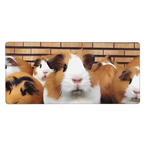 Großes Gaming-Mauspad, 90 x 40 cm, Meerschweinchen-Schreibtischunterlage XXL, genähter Rand, rutschfestes Mauspad, erweiterte Tastatur, wasserdicht, Computer-Mauspad für Arbeit, Büro, Zuhause von FHEDVBN