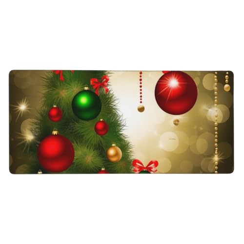 Großes Gaming-Mauspad, 90 x 40 cm, Merry Christmas, Schreibtischunterlage XXL, genähter Rand, rutschfestes Mauspad, erweiterte Tastatur, wasserdicht, Computer-Mauspad für Arbeit, Büro, Zuhause von FHEDVBN