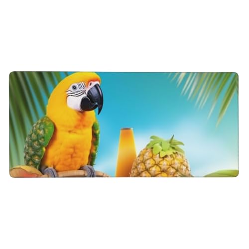 Großes Gaming-Mauspad, 90 x 40 cm, Sommer-Papagei, Ananas, Vögel, Schreibtischunterlage XXL, genähter Rand, rutschfestes Mauspad, erweiterte Tastatur, wasserdicht, Computer-Mauspad für Arbeit, Büro Großes Gaming-Mauspad, 90 x 40 cm, Sommer-Papagei, Ananas, Vögel, Schreibtischunterlage XXL, genähter Rand, rutschfestes Mauspad, erweiterte Tastatur, wasserdicht, Computer-Mauspad für Arbeit, Büro von FHEDVBN