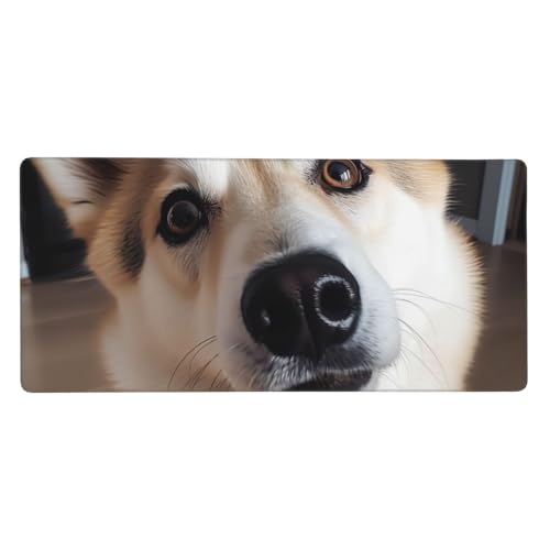 Großes Gaming-Mauspad, 90 x 40 cm, Tier-Hunde-Foto-Schreibtischunterlage XXL, genähter Rand, rutschfestes Mauspad, erweiterte Tastatur, wasserdicht, Computer-Mauspad für Arbeit, Büro, Zuhause von FHEDVBN