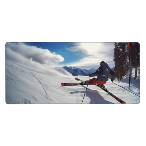 Großes Gaming-Mauspad, 90 x 40 cm, Winter-Ski-Schreibtischmatte, XXL, genähter Rand, rutschfestes Mauspad, erweiterte Tastatur, wasserdicht, Computer-Mauspad für Arbeit, Büro, Zuhause Großes Gaming-Mauspad, 90 x 40 cm, Winter-Ski-Schreibtischmatte, XXL, genähter Rand, rutschfestes Mauspad, erweiterte Tastatur, wasserdicht, Computer-Mauspad für Arbeit, Büro, Zuhause von FHEDVBN
