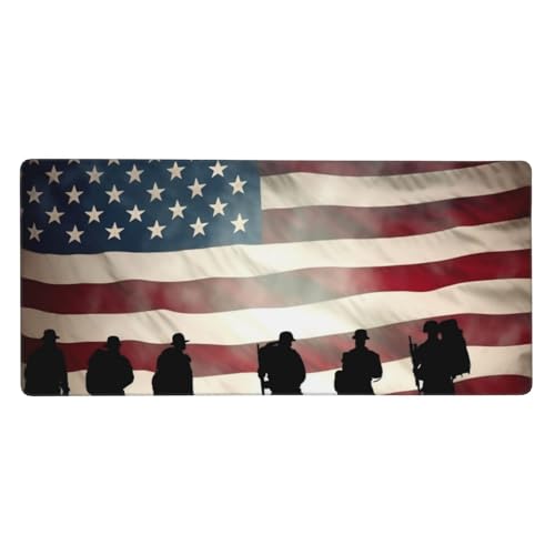 Großes Gaming-Mauspad, 90 x 40 cm, amerikanische Flagge, Veteranentag, Schreibtischunterlage XXL, genähter Rand, rutschfestes Mauspad, erweiterte Tastatur, wasserdicht, Computer-Mauspad für Arbeit Großes Gaming-Mauspad, 90 x 40 cm, amerikanische Flagge, Veteranentag, Schreibtischunterlage XXL, genähter Rand, rutschfestes Mauspad, erweiterte Tastatur, wasserdicht, Computer-Mauspad für Arbeit von FHEDVBN