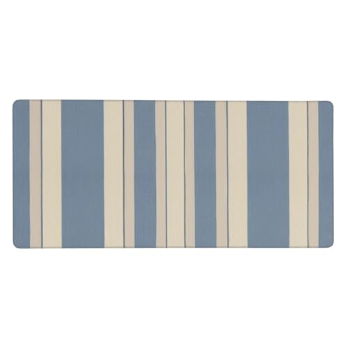 Großes Gaming-Mauspad, 90 x 40 cm, blau-beige gestreift, Schreibtischunterlage XXL, genähter Rand, rutschfestes Mauspad, erweiterte Tastatur, wasserdicht, Computer-Mauspad für Arbeit, Büro, Zuhause von FHEDVBN