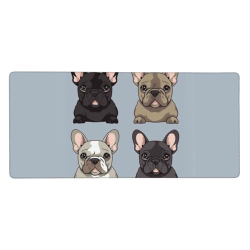 Großes Gaming-Mauspad, 90 x 40 cm, französische Bulldogge, Schreibtischunterlage XXL, genähter Rand, rutschfestes Mauspad, erweiterte Tastatur, wasserdicht, Computer-Mauspad für Arbeit, Büro, Zuhause von FHEDVBN