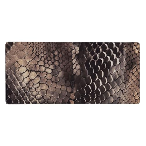 Großes Gaming-Mauspad, 90 x 40 cm, klassische Schlangenhaut, Schreibtischunterlage XXL, genähter Rand, rutschfestes Mauspad, erweiterte Tastatur, wasserdicht, Computer-Mauspad für Arbeit, Büro von FHEDVBN