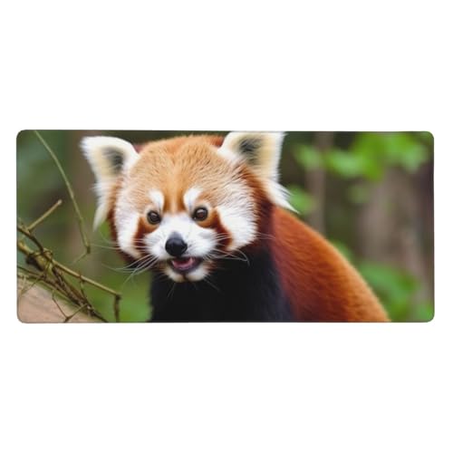 Großes Gaming-Mauspad, 90 x 40 cm, kleiner roter Panda, Tier-Schreibtischunterlage, XXL, genähter Rand, rutschfestes Mauspad, erweiterte Tastatur, wasserdicht, Computer-Mauspad für Arbeit, Büro von FHEDVBN