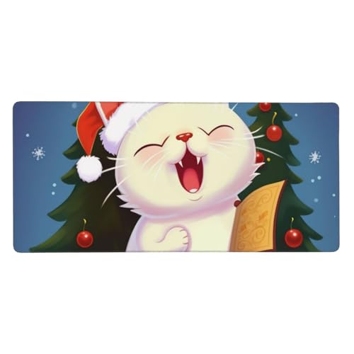Großes Gaming-Mauspad, 90 x 40 cm, niedliche Katze singt Weihnachtslieder, Schreibtischunterlage XXL, genähter Rand, rutschfestes Mauspad, erweiterte Tastatur, wasserdicht, Computer-Mauspad für Arbeit Großes Gaming-Mauspad, 90 x 40 cm, niedliche Katze singt Weihnachtslieder, Schreibtischunterlage XXL, genähter Rand, rutschfestes Mauspad, erweiterte Tastatur, wasserdicht, Computer-Mauspad für Arbeit von FHEDVBN
