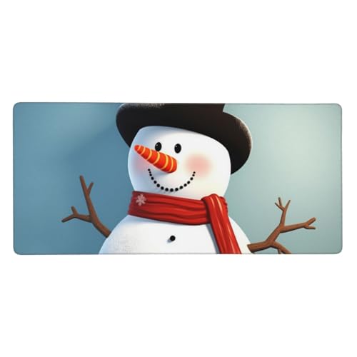Großes Gaming-Mauspad, 90 x 40 cm, niedlicher Schneemann, Schreibtischunterlage XXL, genähter Rand, rutschfestes Mauspad, erweiterte Tastatur, wasserdicht, Computer-Mauspad für Arbeit, Büro, Zuhause von FHEDVBN