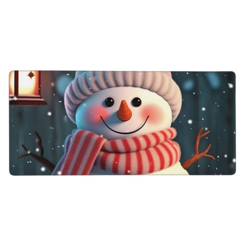 Großes Gaming-Mauspad, 90 x 40 cm, niedlicher Schneemann, Schreibtischunterlage XXL, genähter Rand, rutschfestes Mauspad, erweiterte Tastatur, wasserdicht, Computer-Mauspad für Arbeit, Büro, Zuhause von FHEDVBN