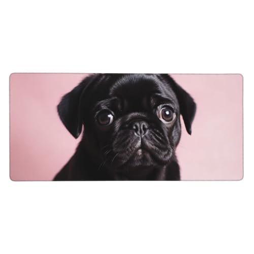 Großes Gaming-Mauspad, 90 x 40 cm, niedlicher schwarzer Mops, Schreibtischunterlage XXL, genähter Rand, rutschfestes Mauspad, erweiterte Tastatur, wasserdicht, Computer-Mauspad für Arbeit, Büro Großes Gaming-Mauspad, 90 x 40 cm, niedlicher schwarzer Mops, Schreibtischunterlage XXL, genähter Rand, rutschfestes Mauspad, erweiterte Tastatur, wasserdicht, Computer-Mauspad für Arbeit, Büro von FHEDVBN